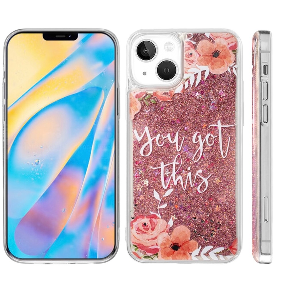 Flower Petal Glitter Waterfall Case iPhone 14